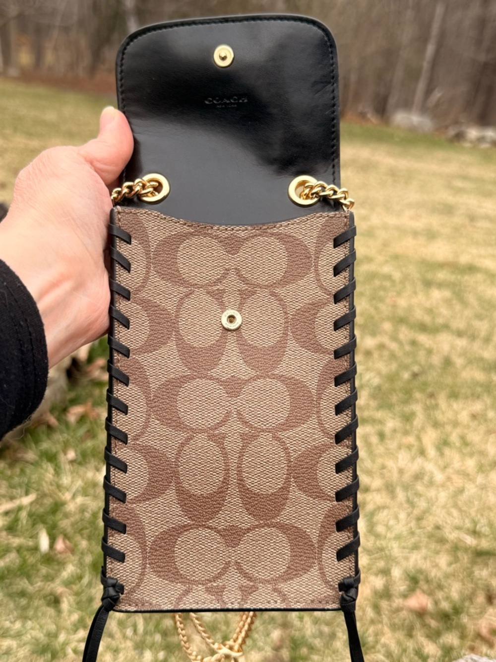 Coach Signature North South Whipstitch Phone Crossbody - Picture 7 of 8